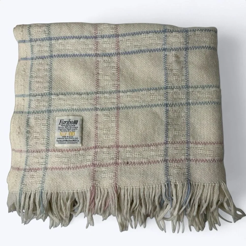 Vtg‎ Faribo Woolen Mill Throw Blanket 45x56